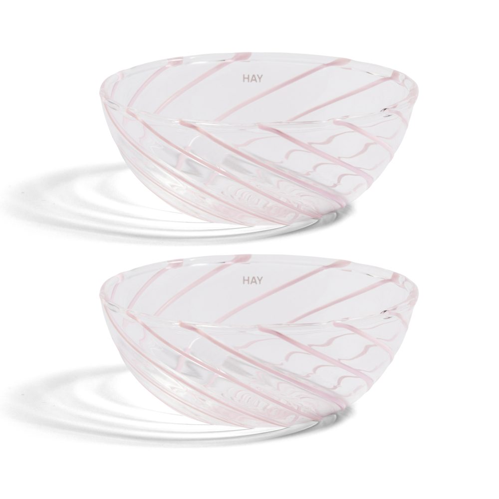 Spin skål Ø8,5 cm 2-pack, Klar-rosa rand
