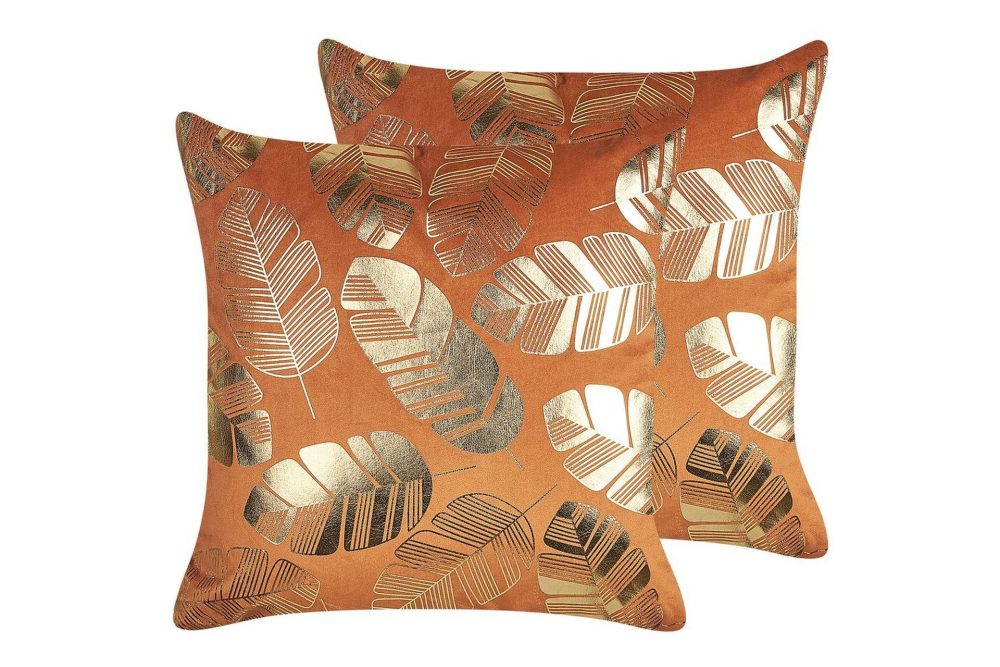 Prydnadskuddar Sunflower set om 2 Orange/guld