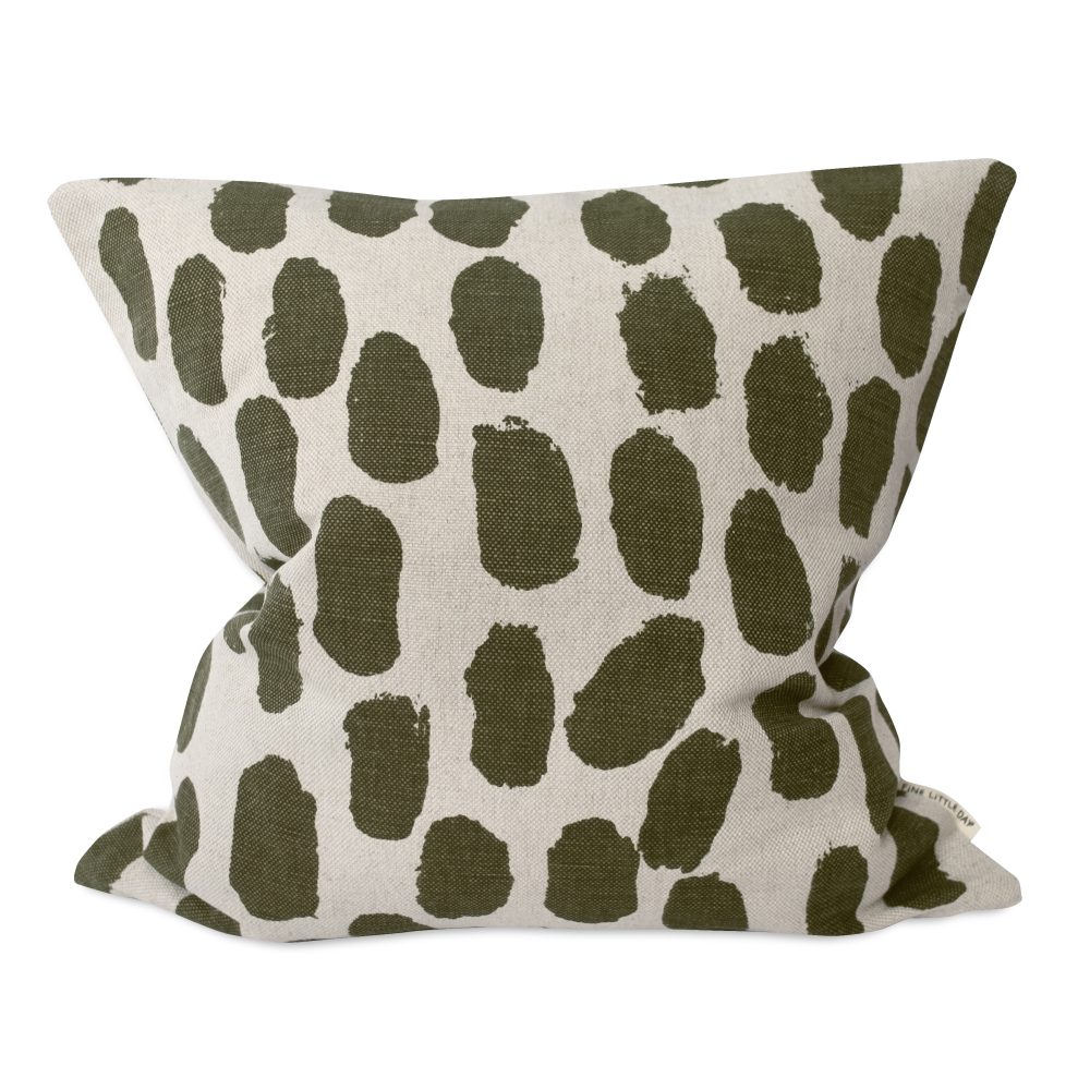 Dots kuddfodral 48x48 cm, Beige-olivgrön