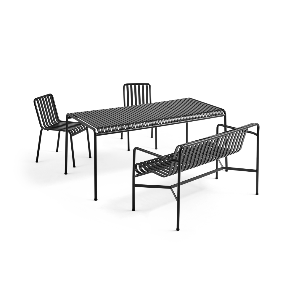 Palissade matgrupp 2 stolar + bänk 170x90 cm - Anthracite