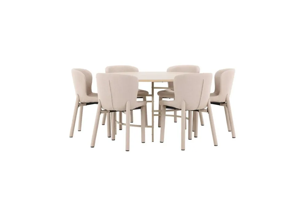 Matgrupp Copenhagen Runt 140 cm med 6st Astoria Stolar Vit / Beige, Beige