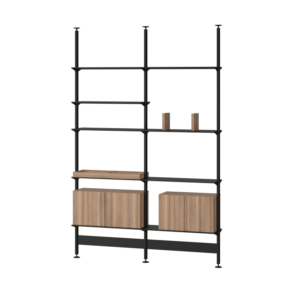 Pira G2 hyllsystem F C A Black/Walnut 248-255 cm