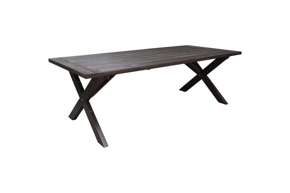 Utomhöbelgrupp 220 cm bord & 6 Merida grå stolar Brun