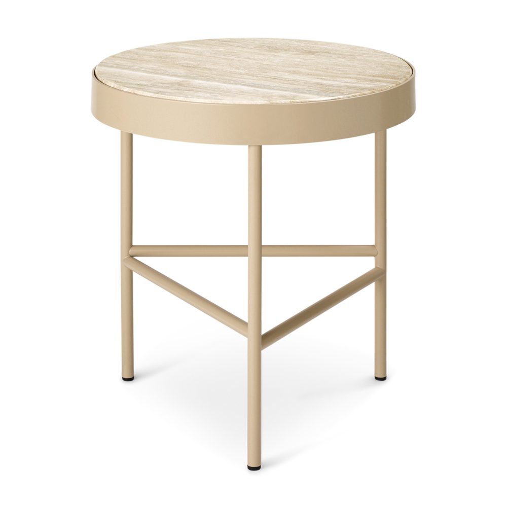 Travertine soffbord Ø40 cm, Cashmere