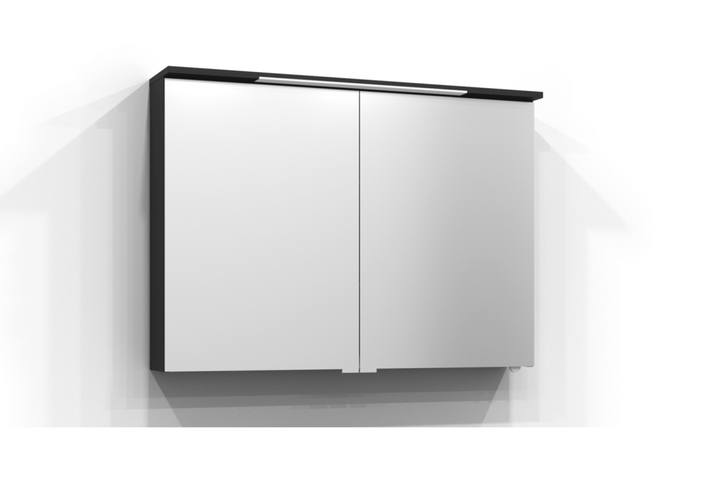 SPEGELSKÅP SVEDBERGS SKURU SVART ASK LED EL 2HYLL TVLJ 101X72,5X19CM