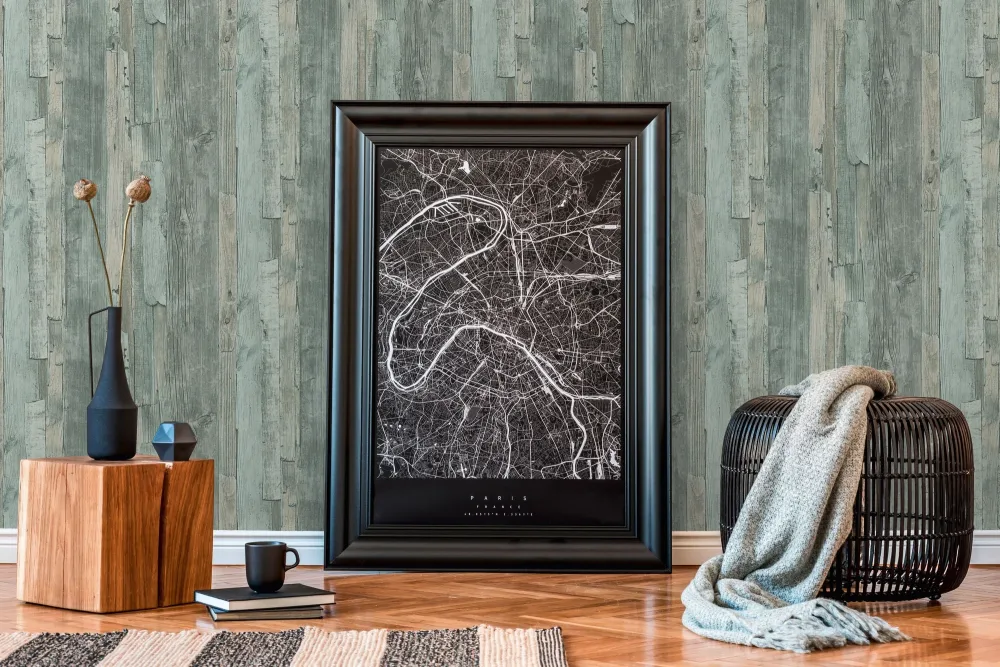 Living Walls Best of Wood´n Stone III T4055 Tapet Turkos/grå