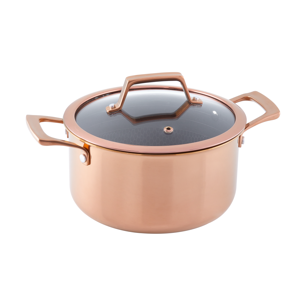 Hâws Santo gryta med lock hybrid coating 3,4 L, Rose Gold