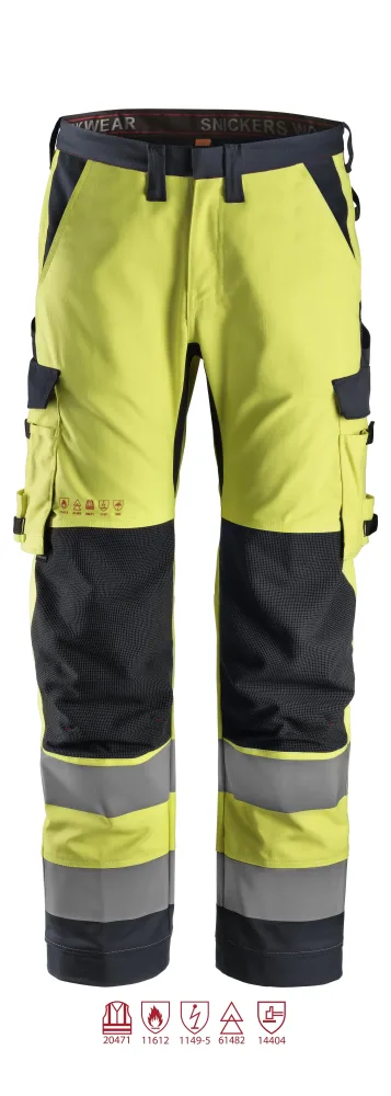 Snickers Workwear 6361 ProtecWork Arbetsbyxa varsel, gul 148