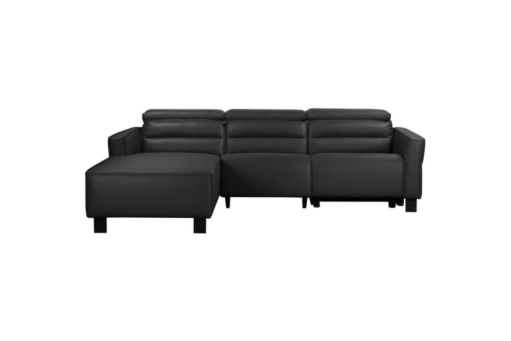Reclinersoffa med hörn Loft24 Carpari Reclinersoffa 3-sits Black Left-faced Artificial leather