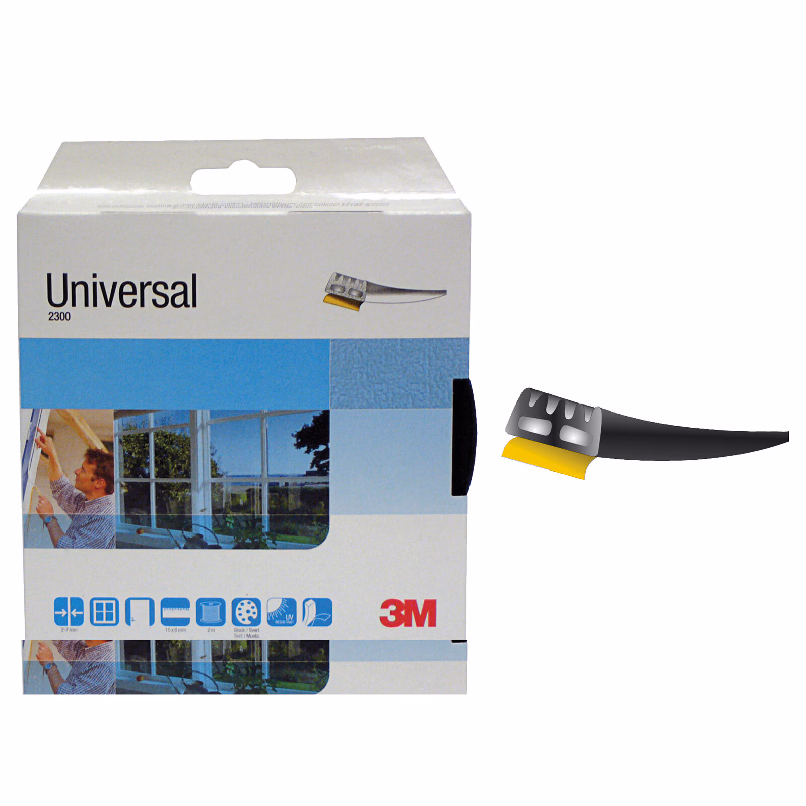 Kjøp Tätningslist Universal, självhäftande, svart, 15x8 mm, 50 m