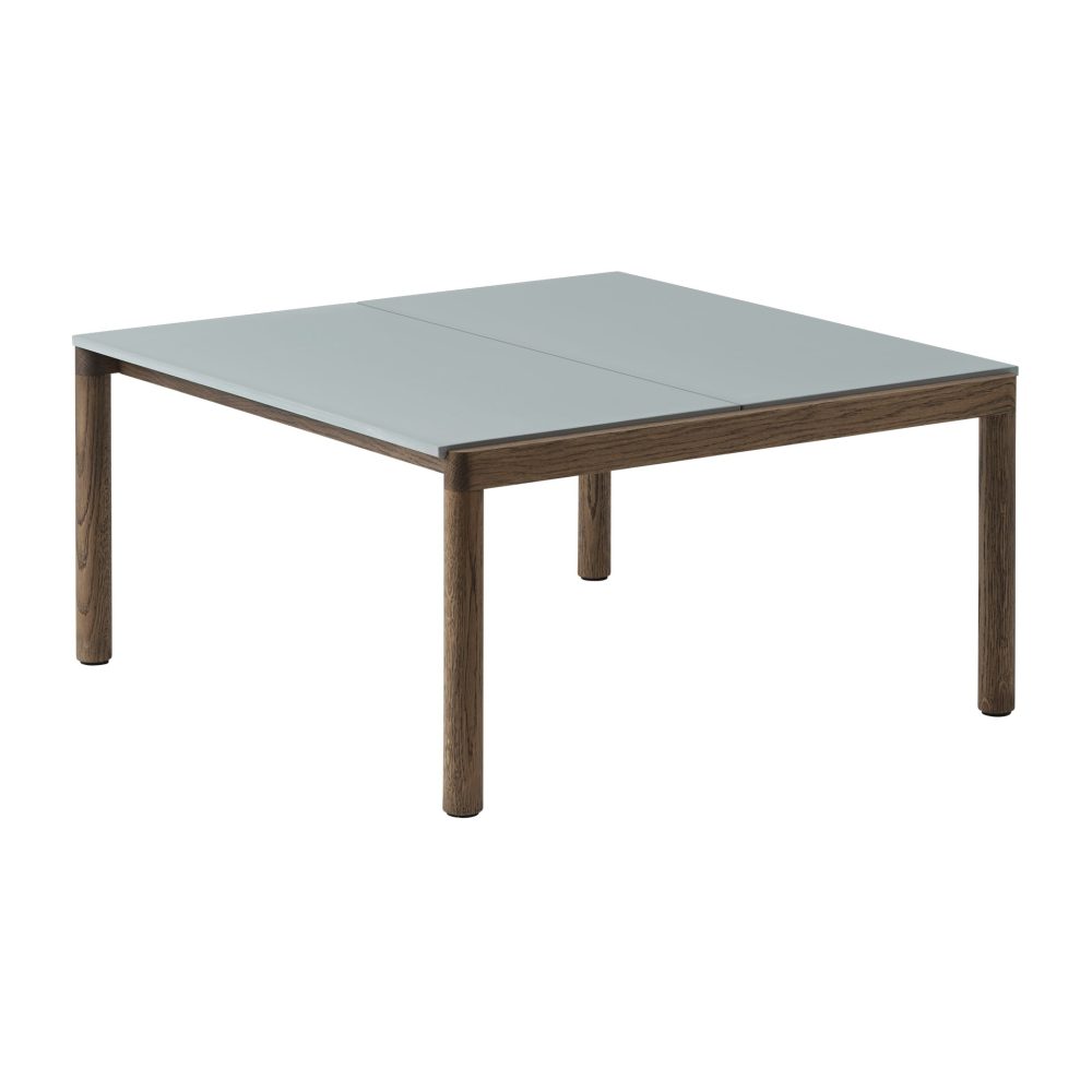 Couple 2 Plain soffbord 80x84x40 cm, Pale blue-dark oiled oak