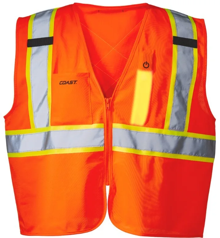 Coast SV350XL Säkerhetsväst med LED-belysning, varsel, orange XL