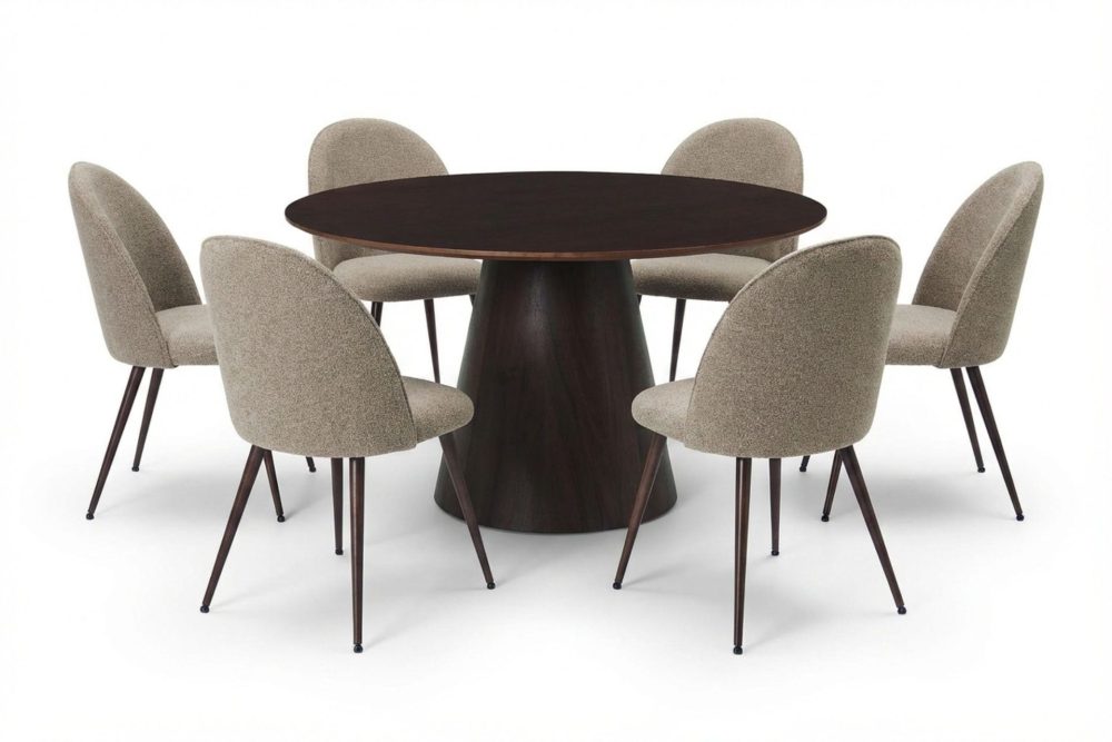 Siena Matgrupp runt 130 cm Rökt Ek med 6 Nibe Plus Matstolar