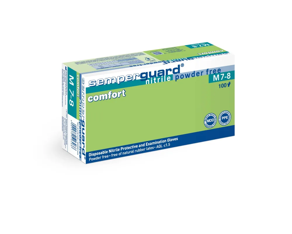 Semperguard M7-8 Comfort Engångshandske nitril, puderfri S, 100 st