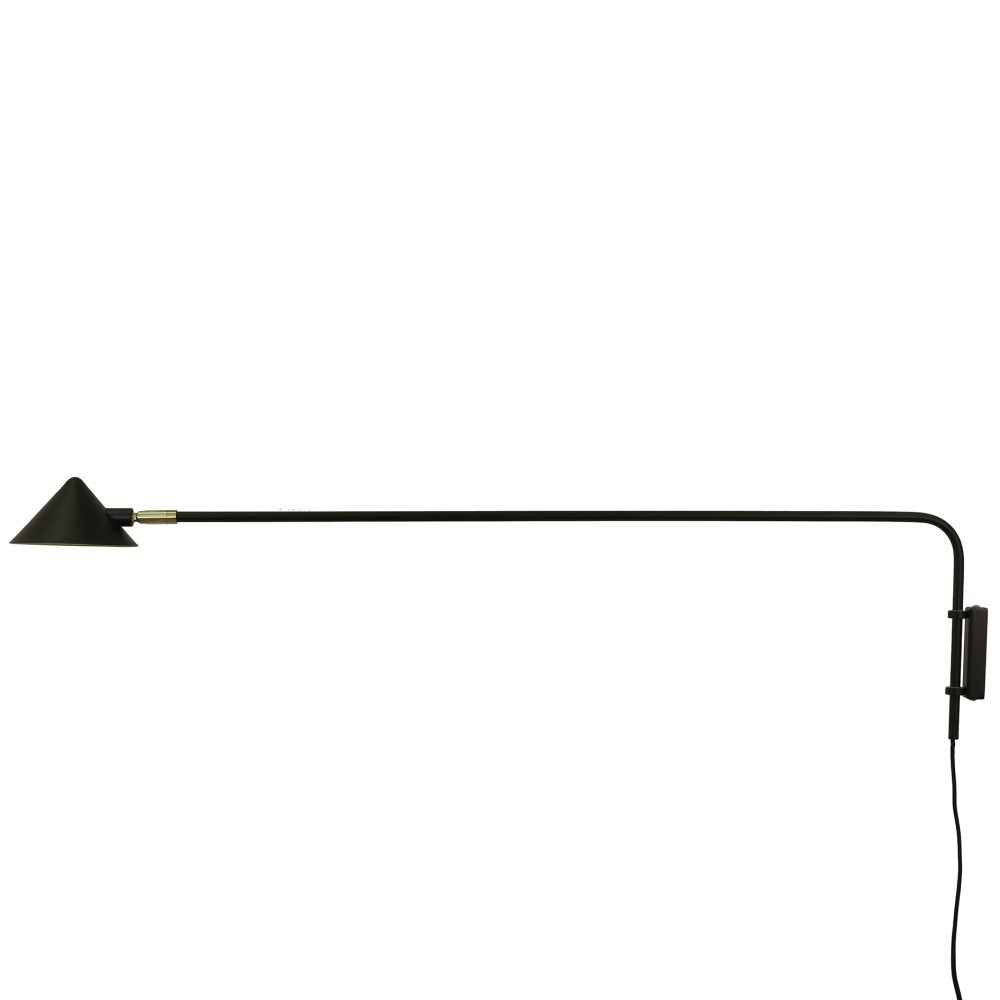 Kelly vägglampa lång arm, Svart-guld