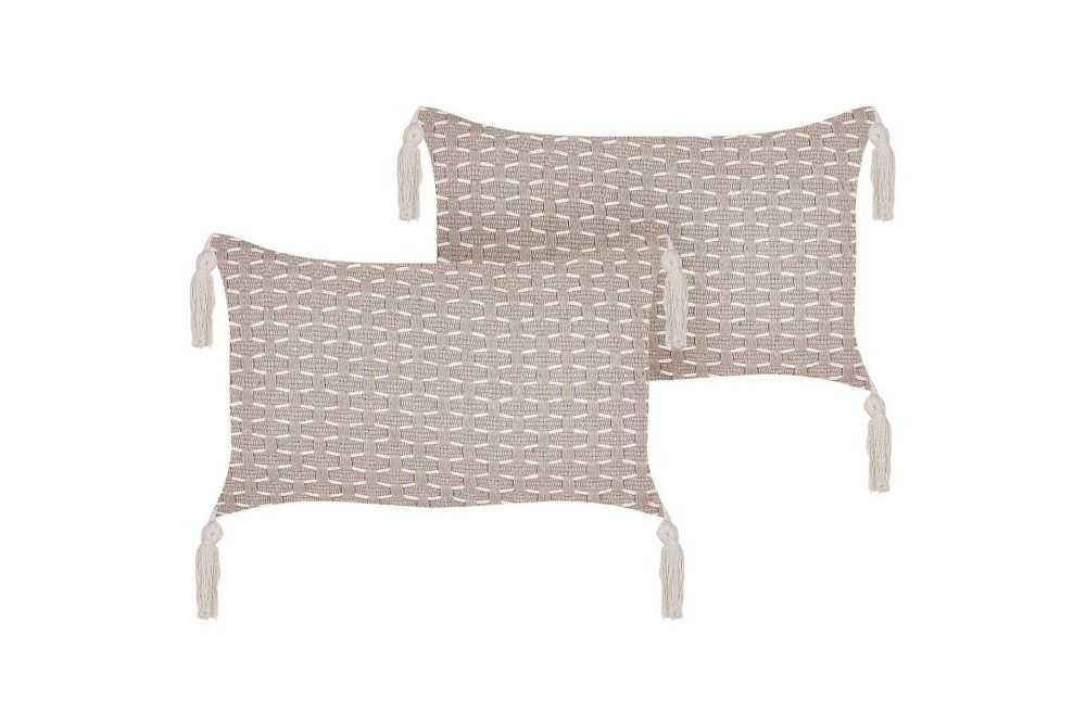 Prydnadskuddar Hakone set om 2 Taupe, Rektangulär