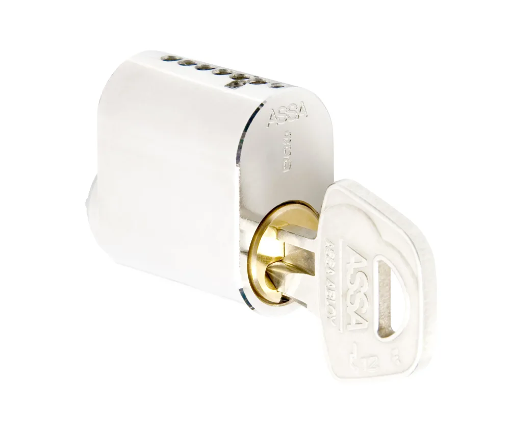 ASSA 1201 Låscylinder oval, 7 stift, 2-pack Mattborstat krom
