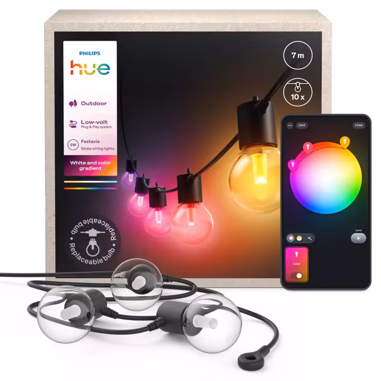 Kjøp Philips Hue LED-lyskæde globepærer Festavia HUE, udendørs, 14 m
