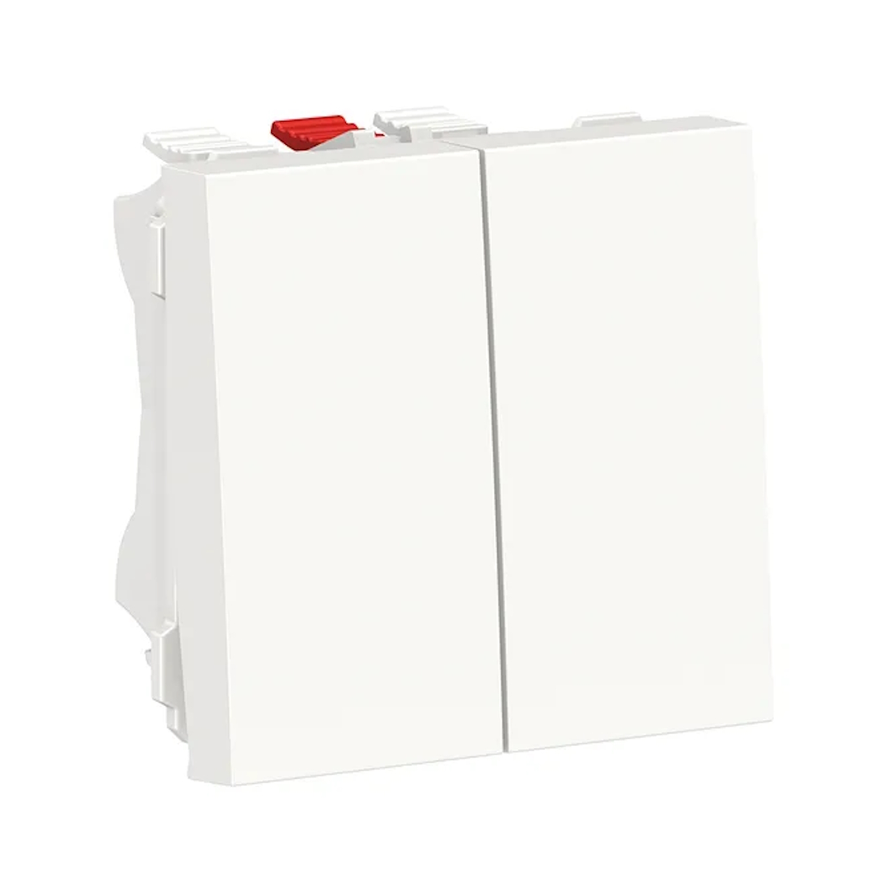 Ny Unica Växla 2 Rocker 2x1Pol 10A Vit Schneider Electric