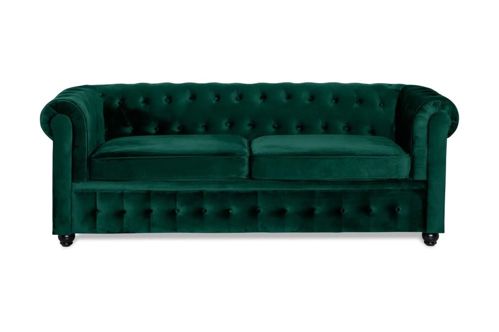 Chesterfield Lyx 3-sits Framåtbäddad Bäddsoffa med HVILA Bäddmadrass 140x200 cm Polyesterskum med Tvättbar klädsel