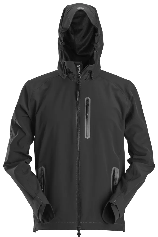 Snickers Workwear 1218 FlexiWork Softshelljacka svart, vattentät, avtagbar huva XXXL