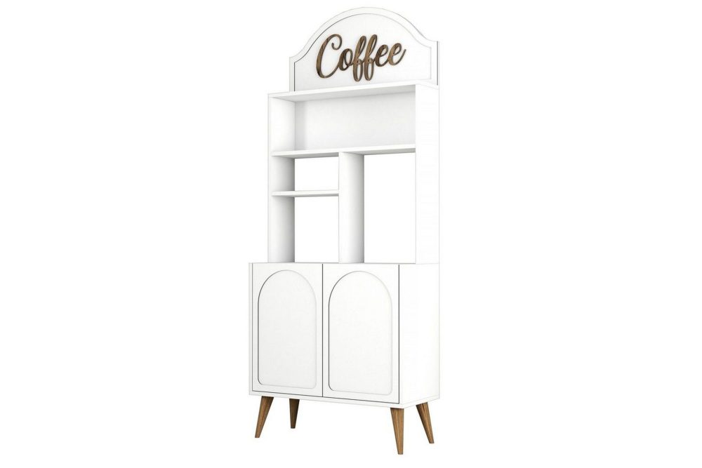 Kaffebarskåp Hazim Två Vit / Valnöt