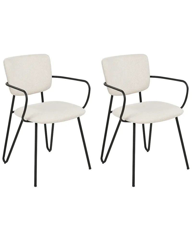 Set med 2 matstolar ELKO Off-White