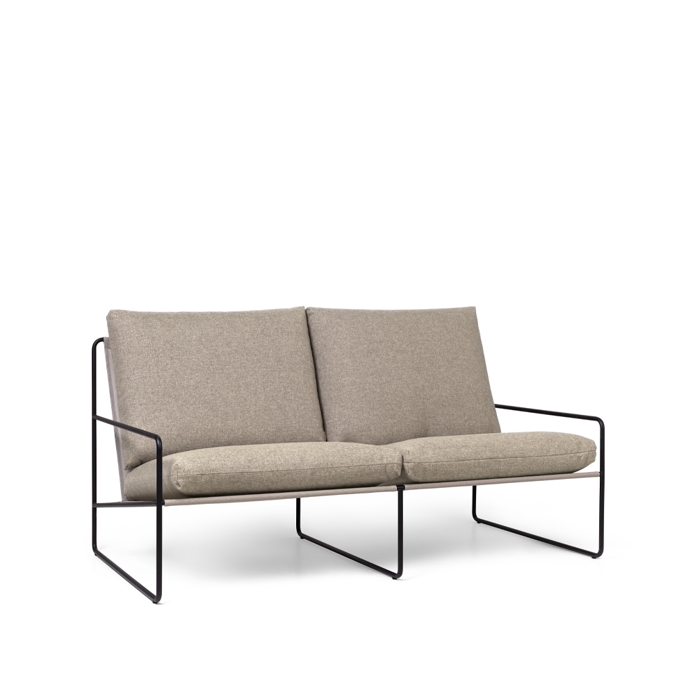 Desert 2-sits soffa, tyg dark sand, svart stativ