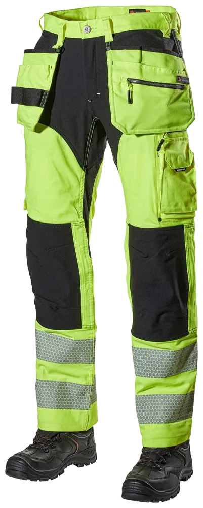 L.Brador 1072PB Arbetsbyxa hi-vis gul/svart, klass 2 D104