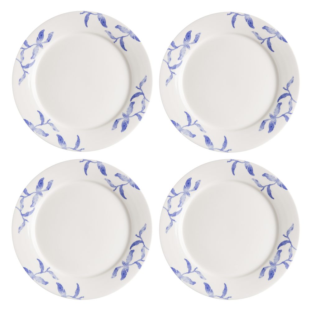 Havspil tallrik 28 cm 4-pack, blå-vit