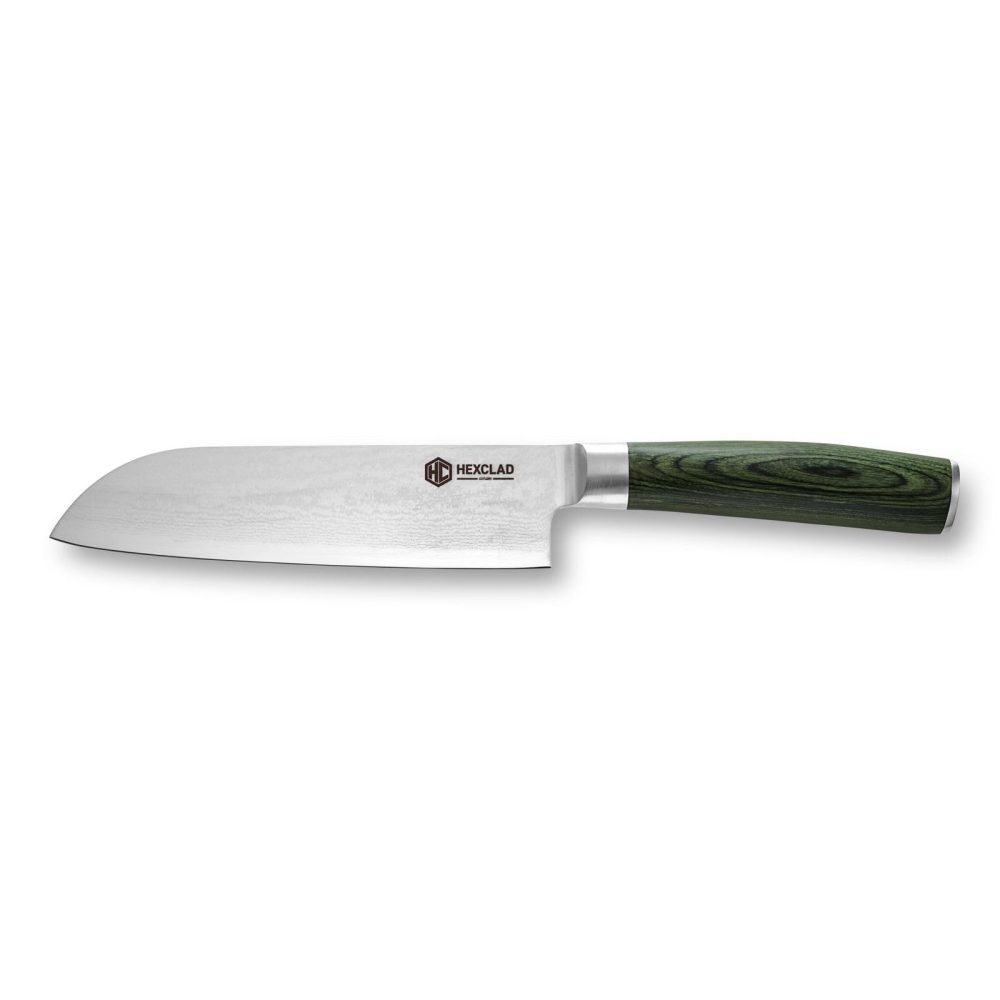 Hexclad Santoku 67-lager Damaskus 18 cm, Grön