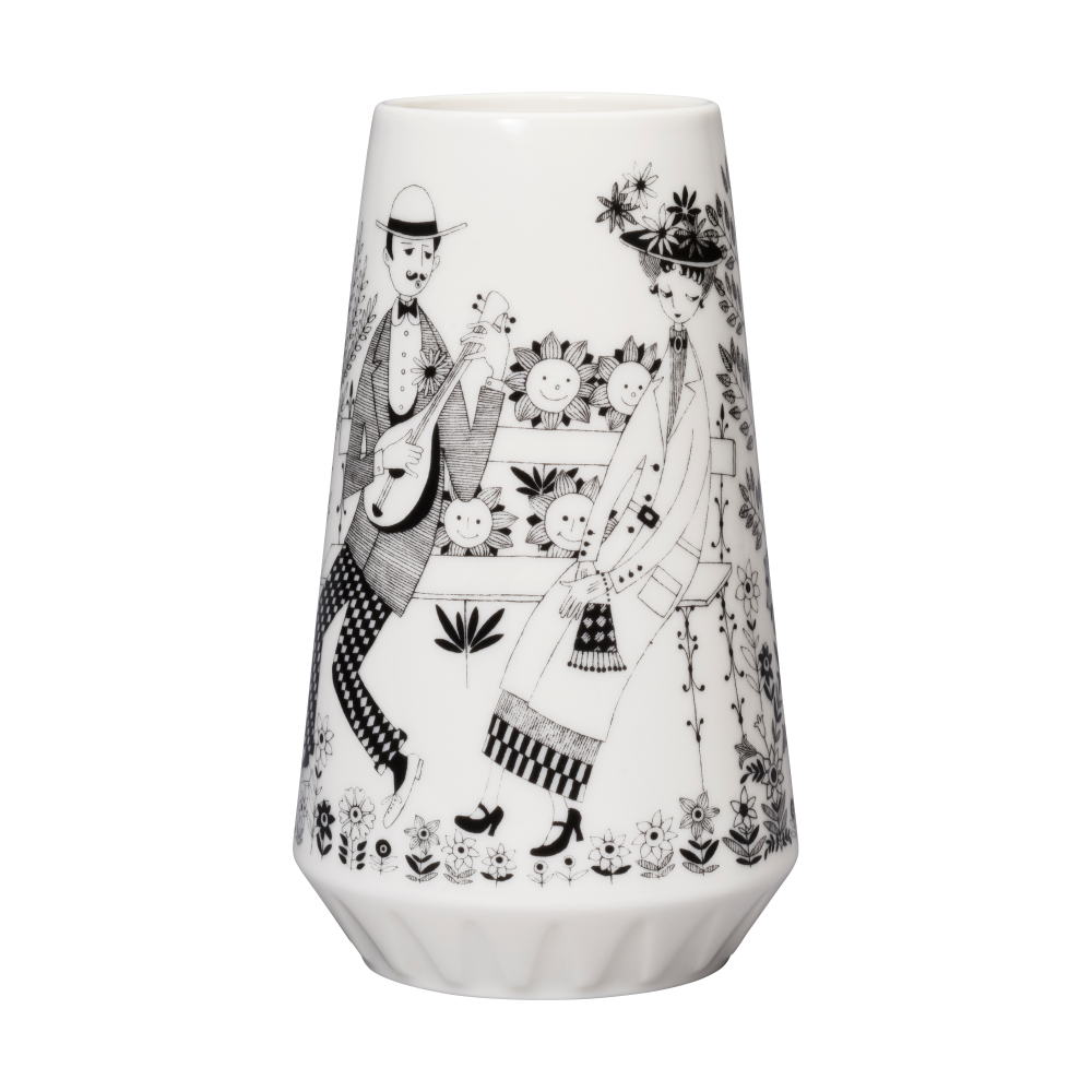 Emilia vas 19 cm, Svart-vit