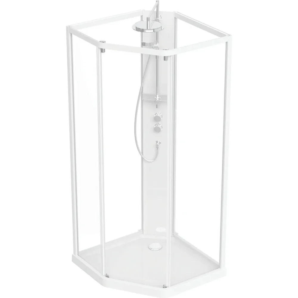Contura Showerama Comfort Pentagonal Duschkabin komplett Borstad aluminium