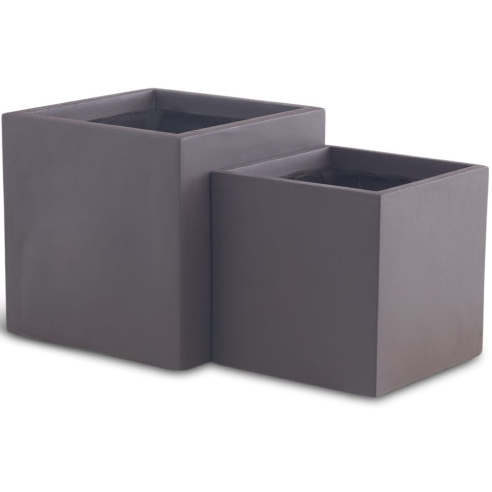 Fiberarmerade utekrukor | Fyrkantiga | 2-pack | Mörkbrun