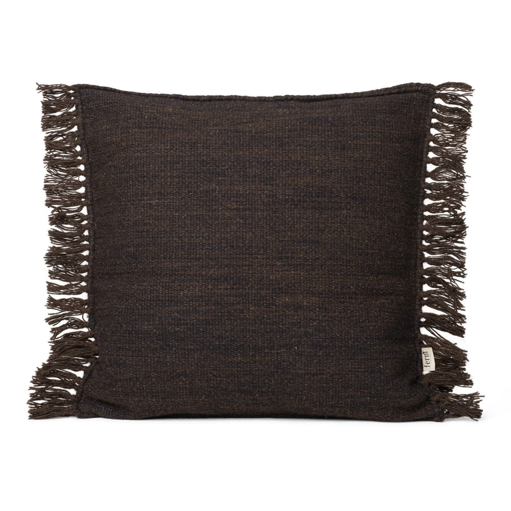 Kelim kudde med fransar S 50x50 cm, Dark melange