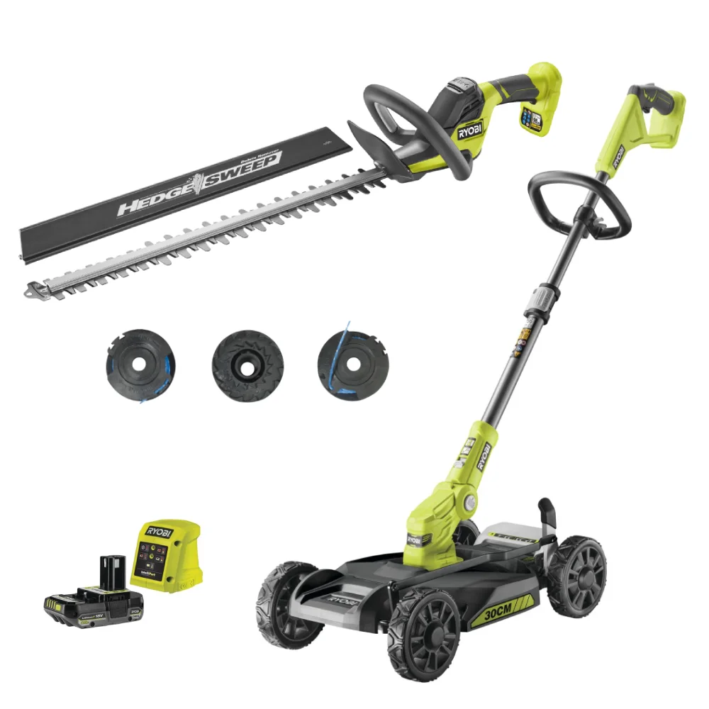 Ryobi RY18LMC30A+RY18HT55A+RAC125 Trädgårdspaket