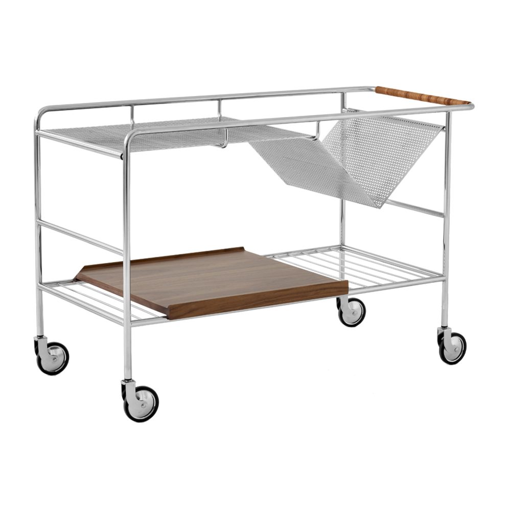 Alima förvaringsvagn lackerad valnöt, Chrome & lacquered walnut