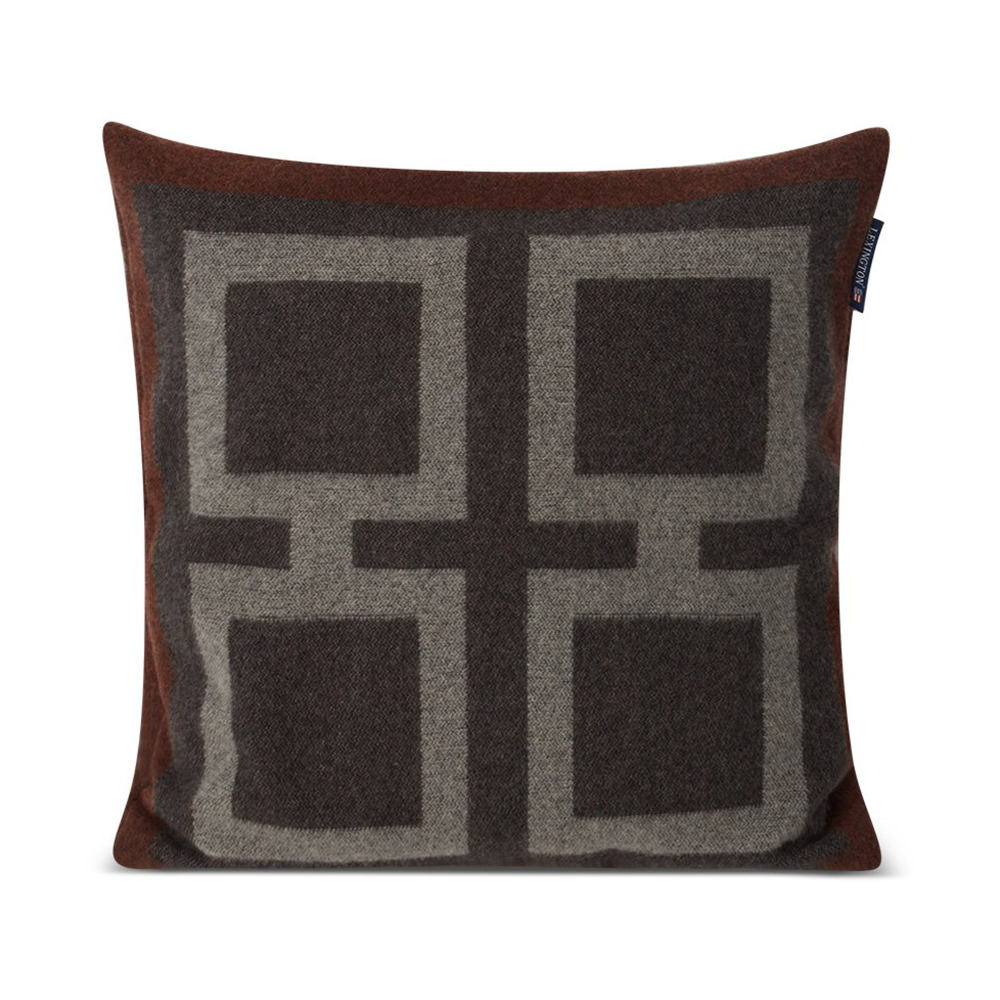 Graphic Recycled Wool kuddfodral 50x50 cm, Dark gray-white-brown