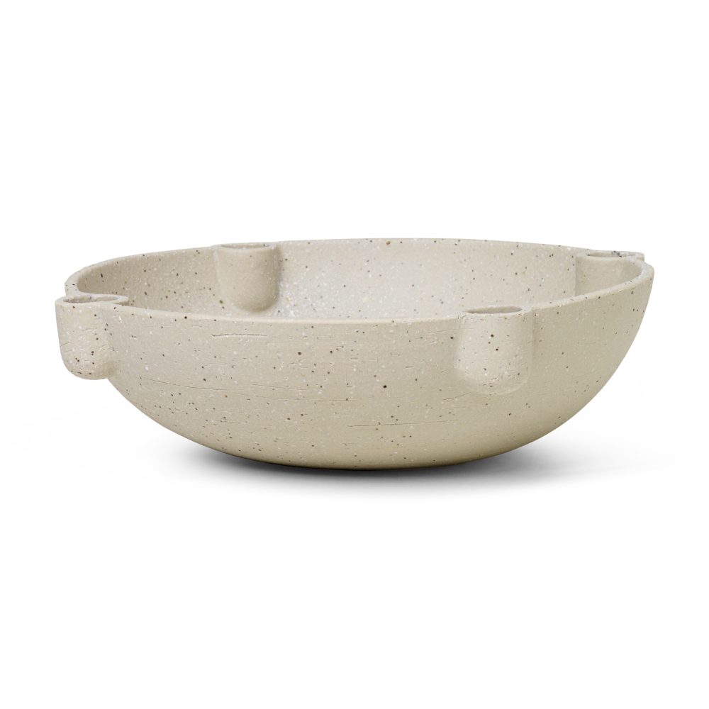 Bowl adventsljusstake keramik large Ø27 cm, Ljusgrå