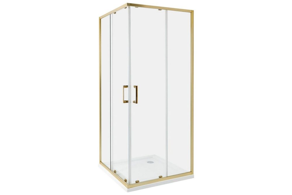 Duschväggar Tela Transparent/guld, 80x80x185 cm