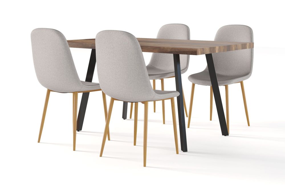 Marcelen Matbord Förlängningsbart med illäggsskiva + 4 st Nibe stol grå med ek ben