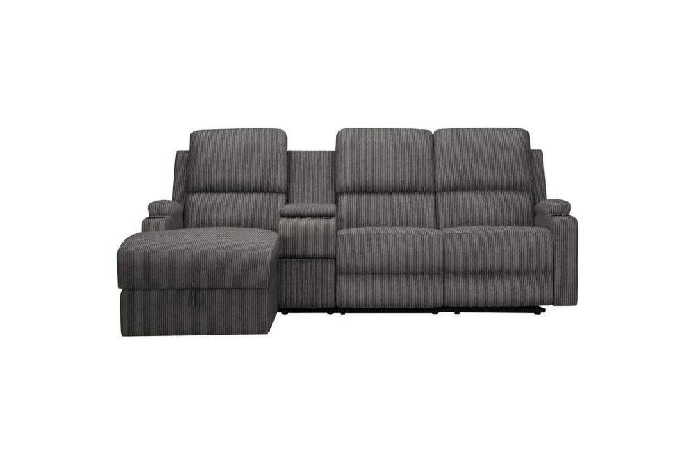 Reclinersoffa med hörn Loft24 Dallas Reclinersoffa 3-sits Grå Vänster