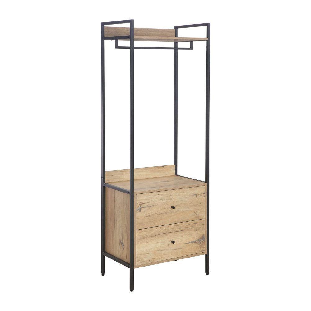 Hallhylla Hannes 64x40x180 cm rustic melamin med lådor