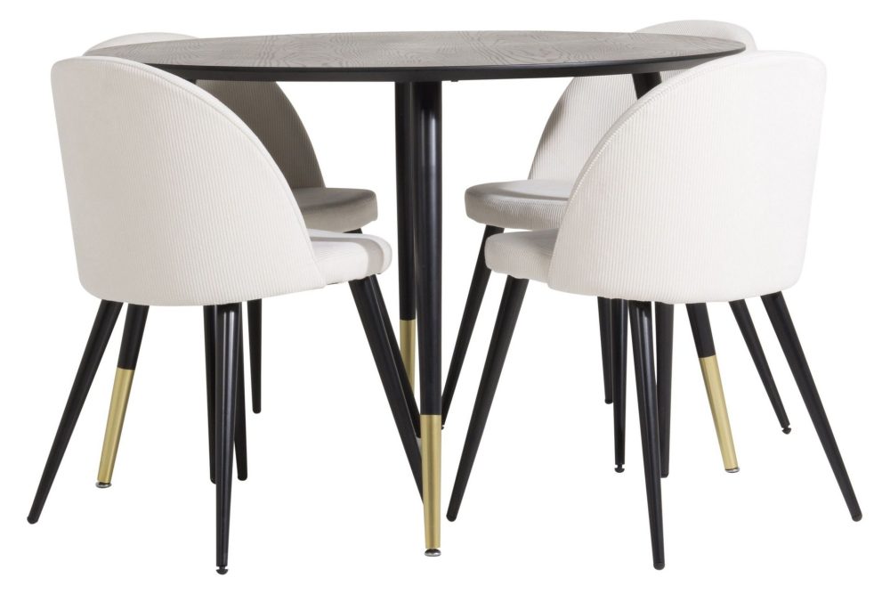 Dipp Matgrupp 115 cm Rund med 4 Velvet stolar