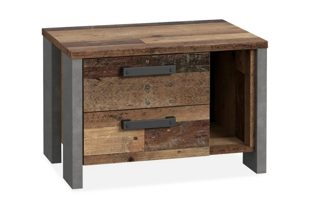 Cadle Sängbord 62 cm med Förvaring 2 Lådor + Hylla