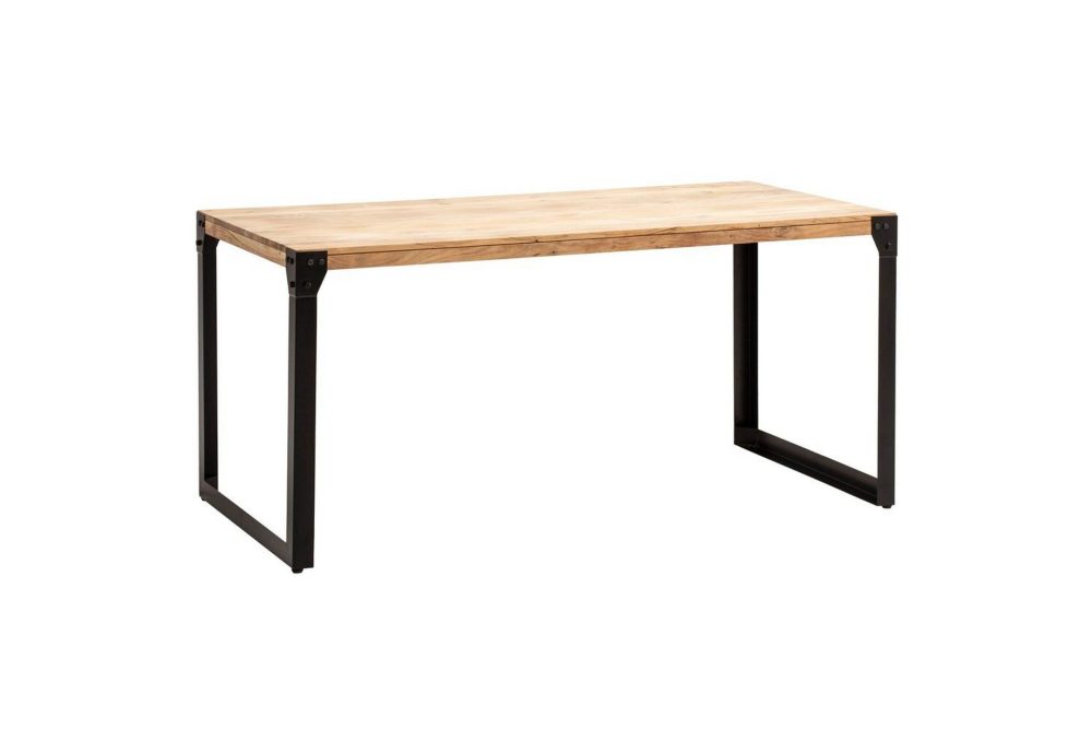 Matbord Wohnling massivt trä med raka metallben, industriell loftstil 180x90 cm