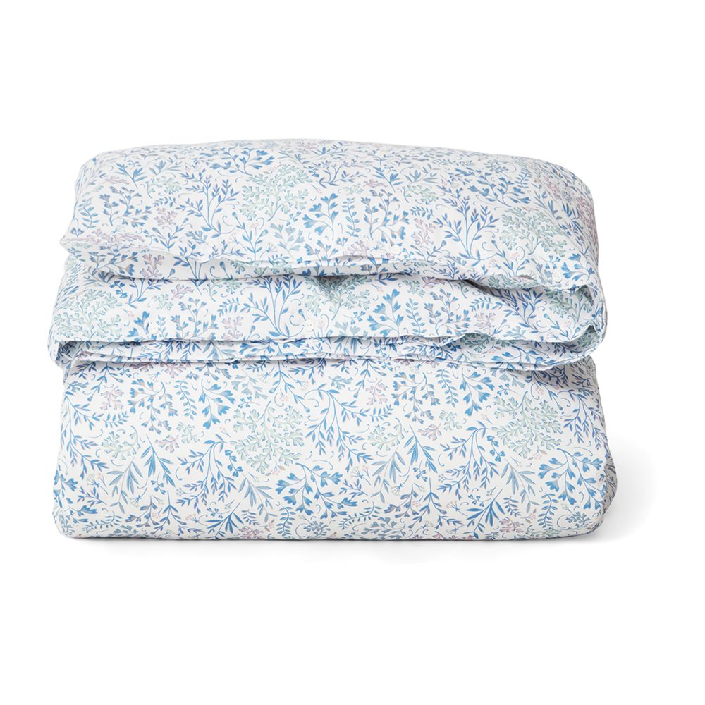 Flower Printed Cotton Sateen påslakan 150x210 cm, Blå