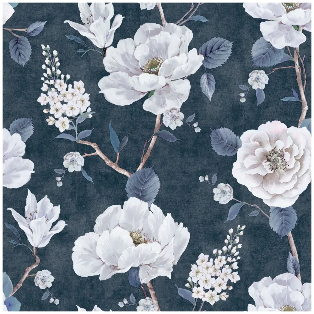 Fantasia III Ashley Floral Navy 925505 Gul Tapet | Stuvbutiken