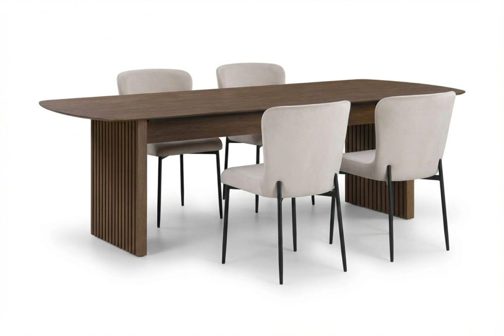 Richeto Matgrupp Rökt Ek 180 cm med 4 Elsie Matstolar