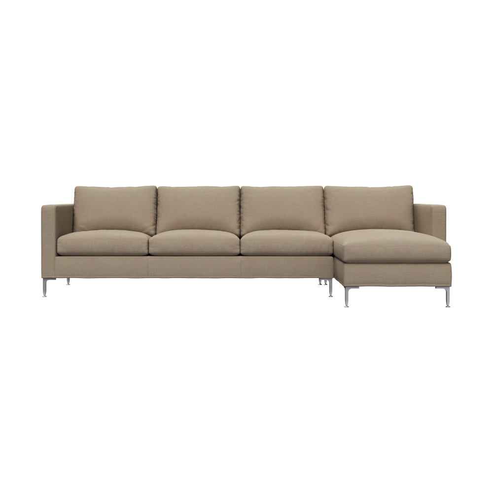 Alex soffa 3-sits med divan, noah 08 dark beige-aluminiumben